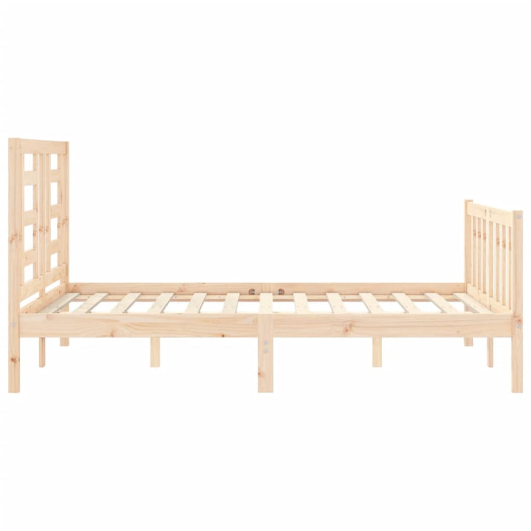 Bedframe met hoofdbord massief hout 140x200 cm