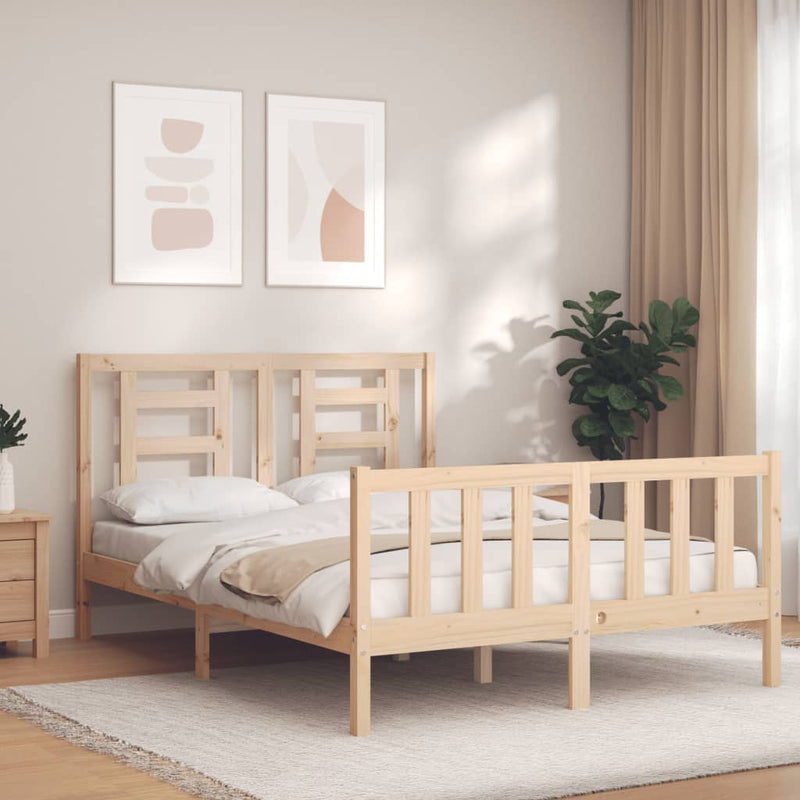 Bedframe met hoofdbord massief hout 140x200 cm