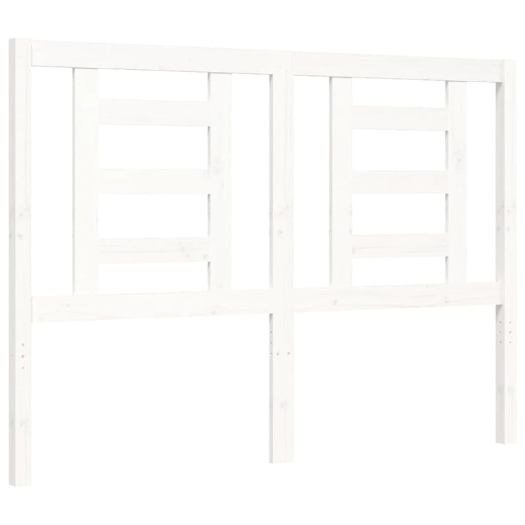 Bedframe met hoofdbord massief hout wit 140x200 cm