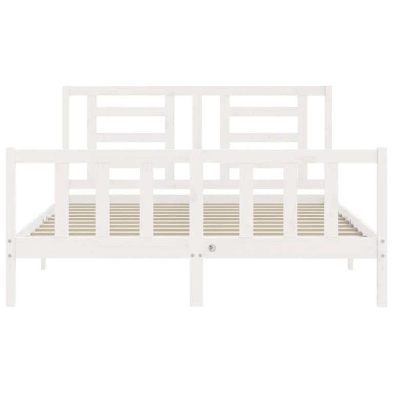 Bedframe met hoofdbord massief hout wit 5 FT King Size