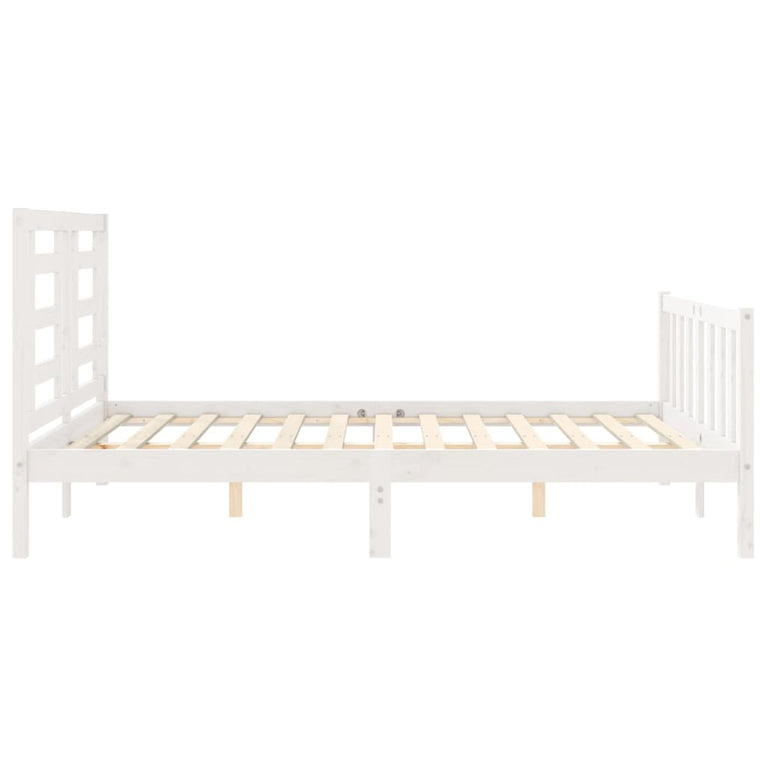 Bedframe met hoofdbord massief hout wit 5 FT King Size