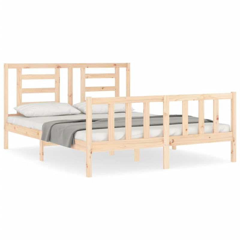 Bedframe met hoofdbord massief hout 160x200 cm