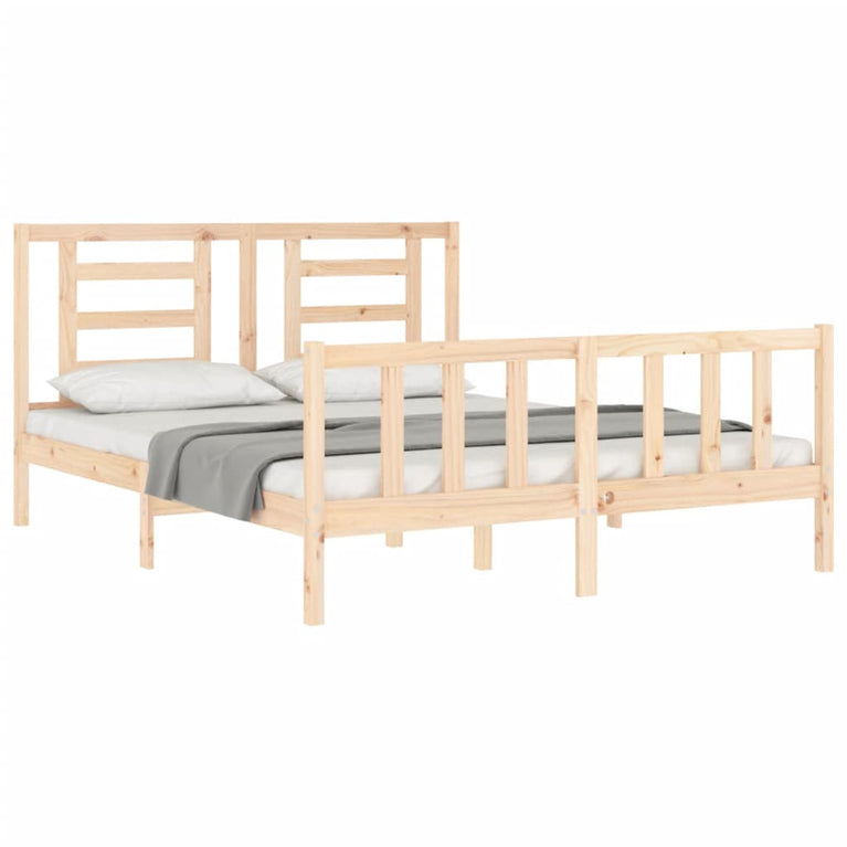 Bedframe met hoofdbord massief hout 160x200 cm