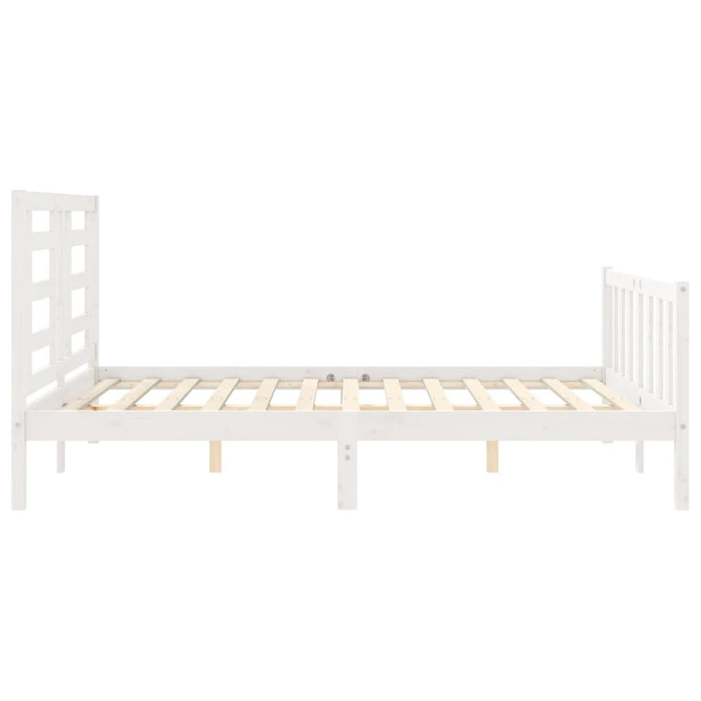 Bedframe met hoofdbord massief hout wit 160x200 cm