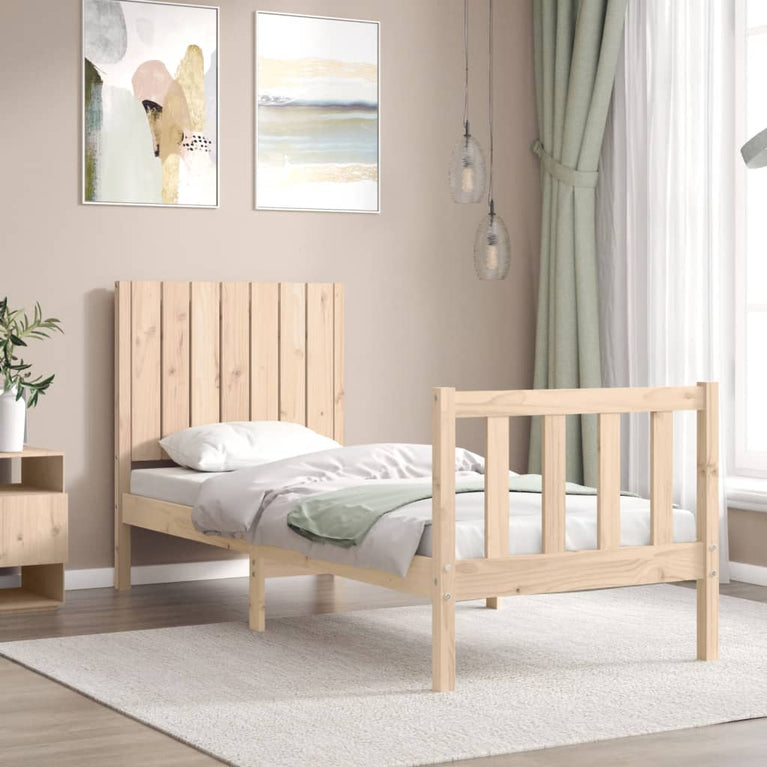 Bedframe met hoofdbord massief hout 2FT6 Small Single