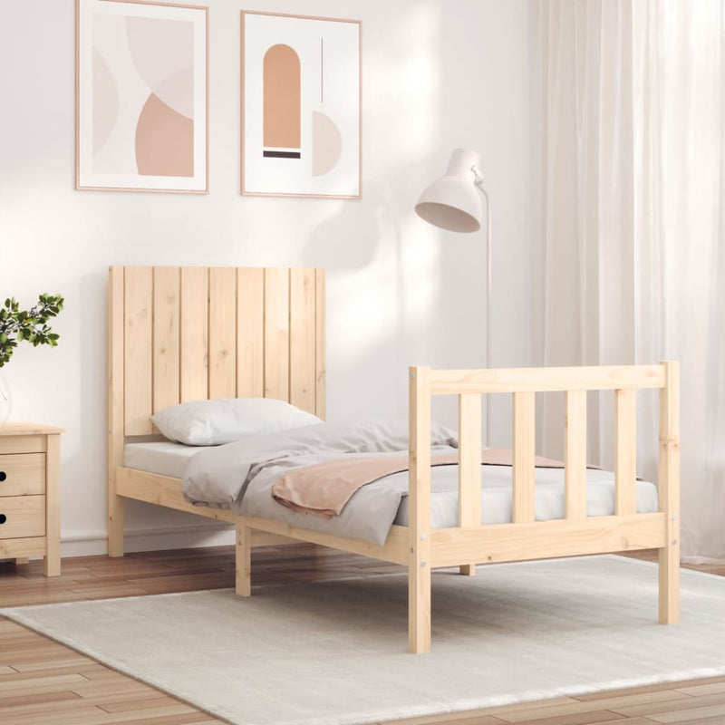 Bedframe met hoofdbord massief hout 2FT6 Small Single