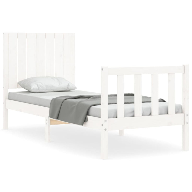 Bedframe met hoofdbord massief hout wit 2FT6 Small Single