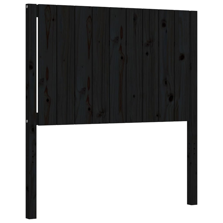 Bedframe met hoofdbord massief hout zwart 3FT Single