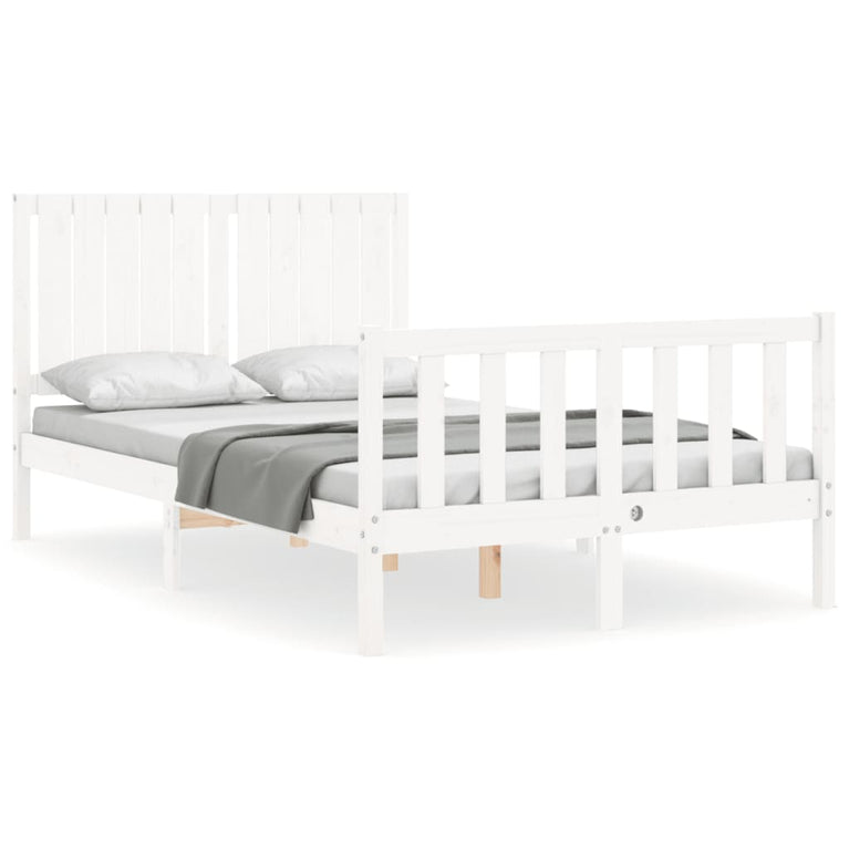 Bedframe met hoofdbord massief hout wit 4FT Small Double