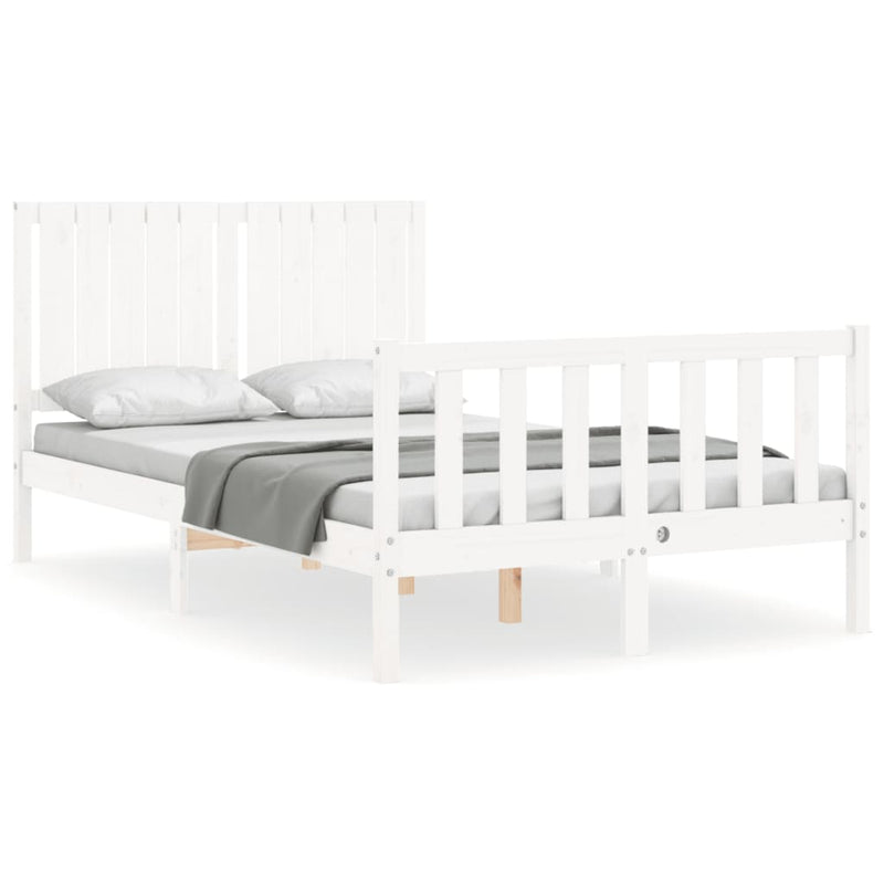 Bedframe met hoofdbord massief hout wit 4FT Small Double