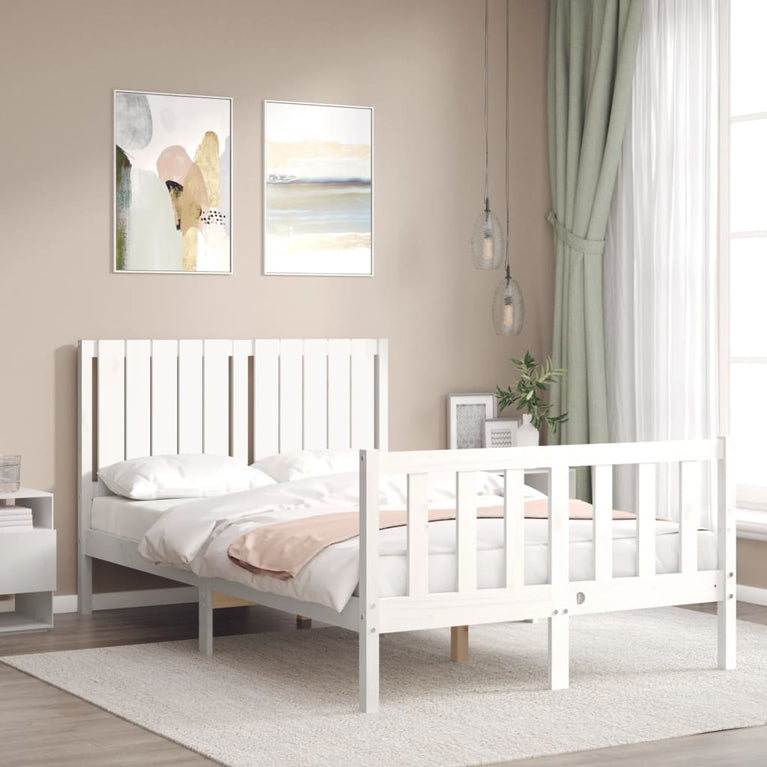 Bedframe met hoofdbord massief hout wit 4FT Small Double
