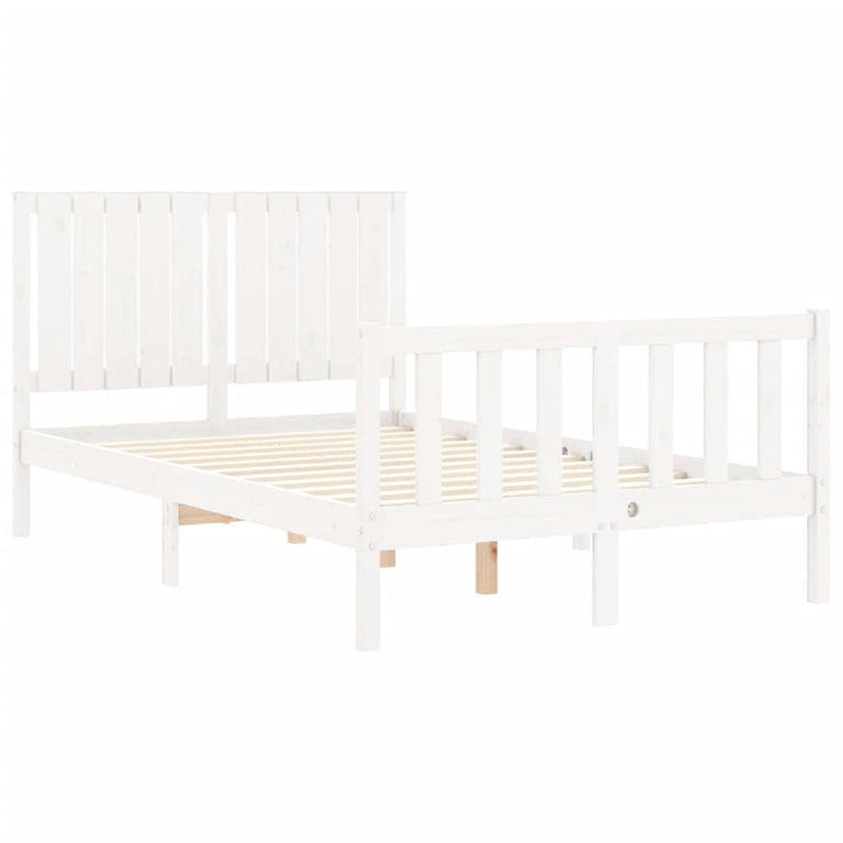 Bedframe met hoofdbord massief hout wit 4FT Small Double
