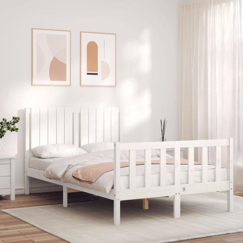 Bedframe met hoofdbord massief hout wit 4FT Small Double