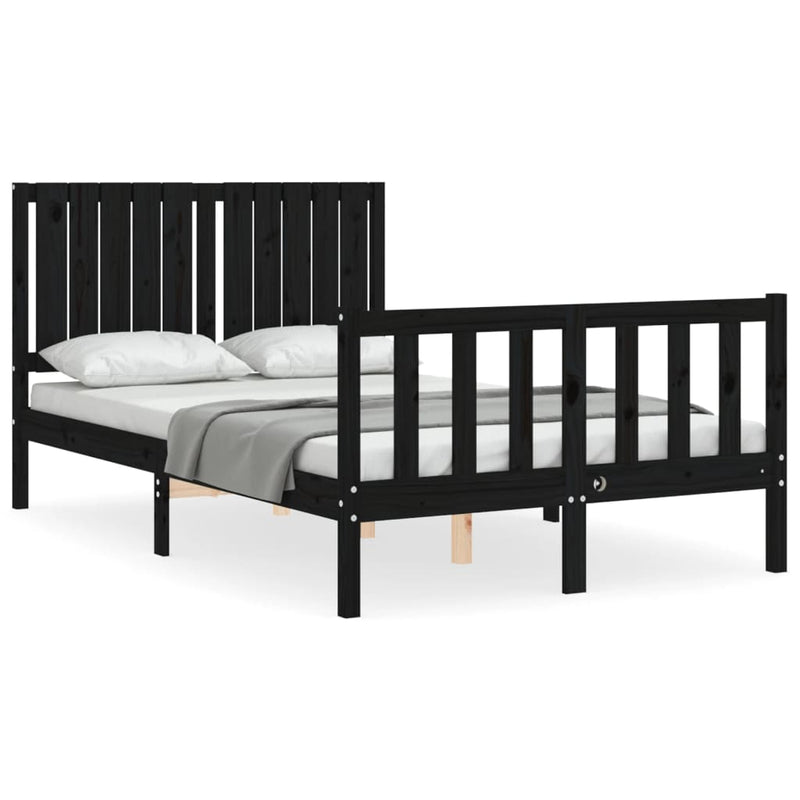 Bedframe met hoofdbord massief hout zwart 4FT Small Double