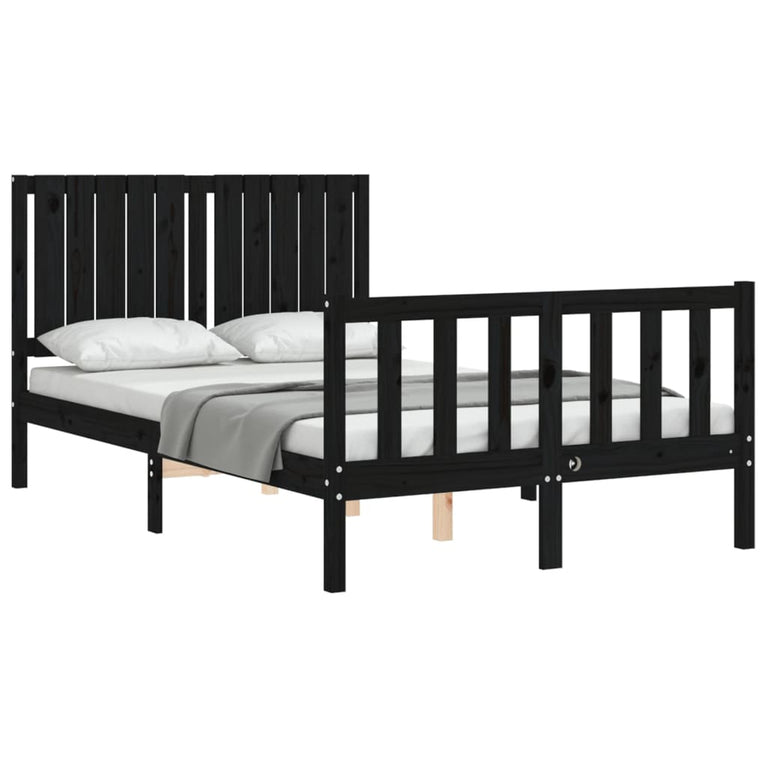 Bedframe met hoofdbord massief hout zwart 4FT Small Double