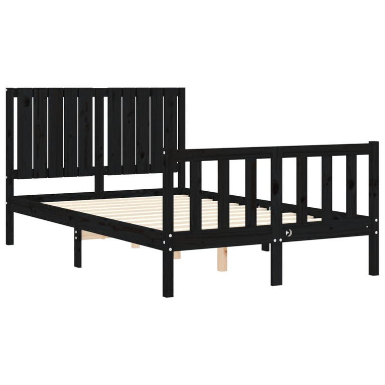 Bedframe met hoofdbord massief hout zwart 4FT Small Double
