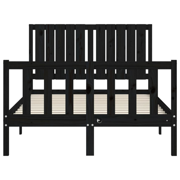 Bedframe met hoofdbord massief hout zwart 4FT Small Double