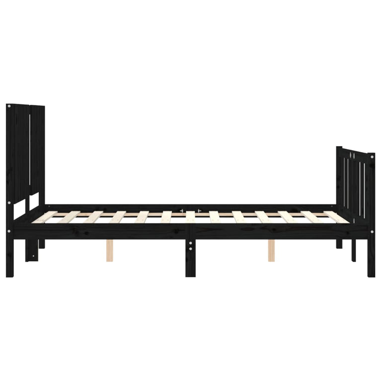 Bedframe met hoofdbord massief hout zwart 4FT Small Double