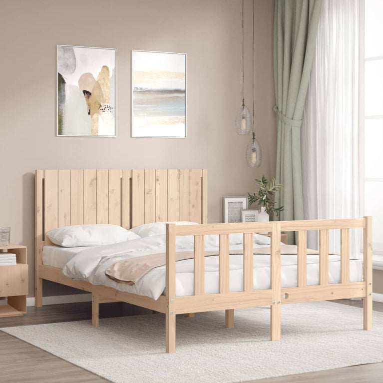 Bedframe met hoofdbord massief hout 4FT6 Double