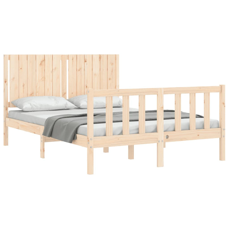 Bedframe met hoofdbord massief hout 4FT6 Double