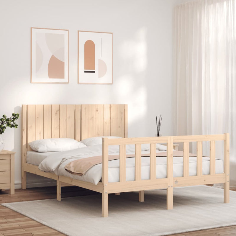 Bedframe met hoofdbord massief hout 4FT6 Double