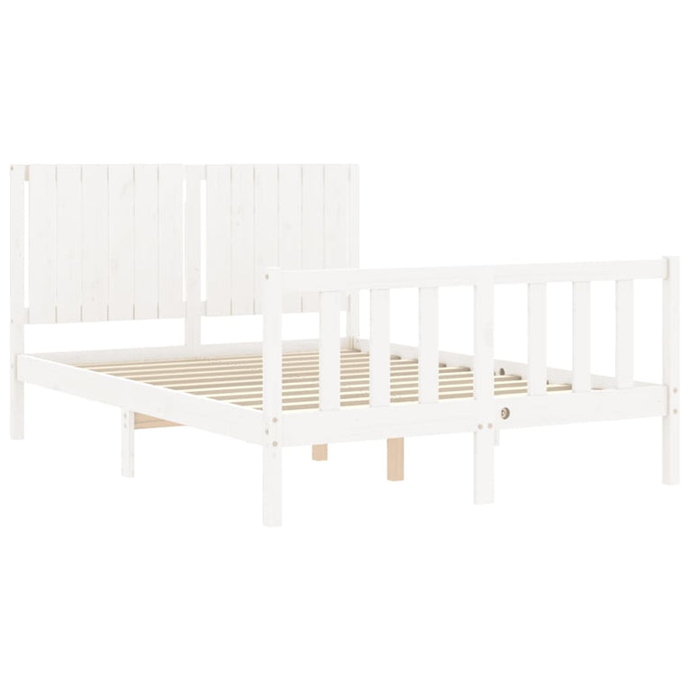 Bedframe met hoofdbord massief hout wit 4FT6 Double