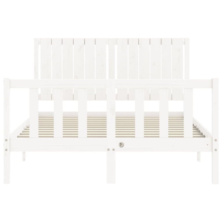 Bedframe met hoofdbord massief hout wit 4FT6 Double