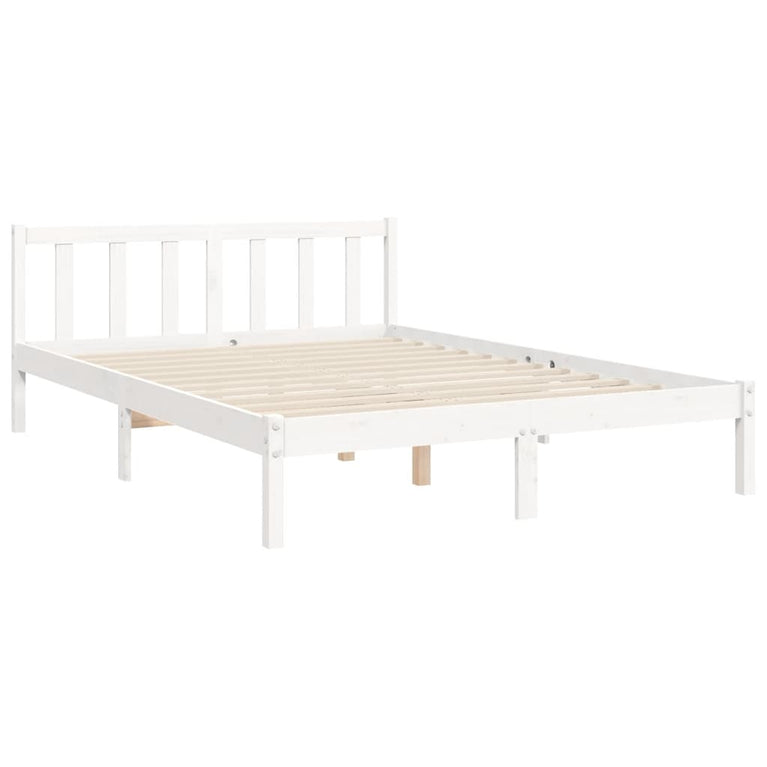 Bedframe met hoofdbord massief hout wit 4FT6 Double