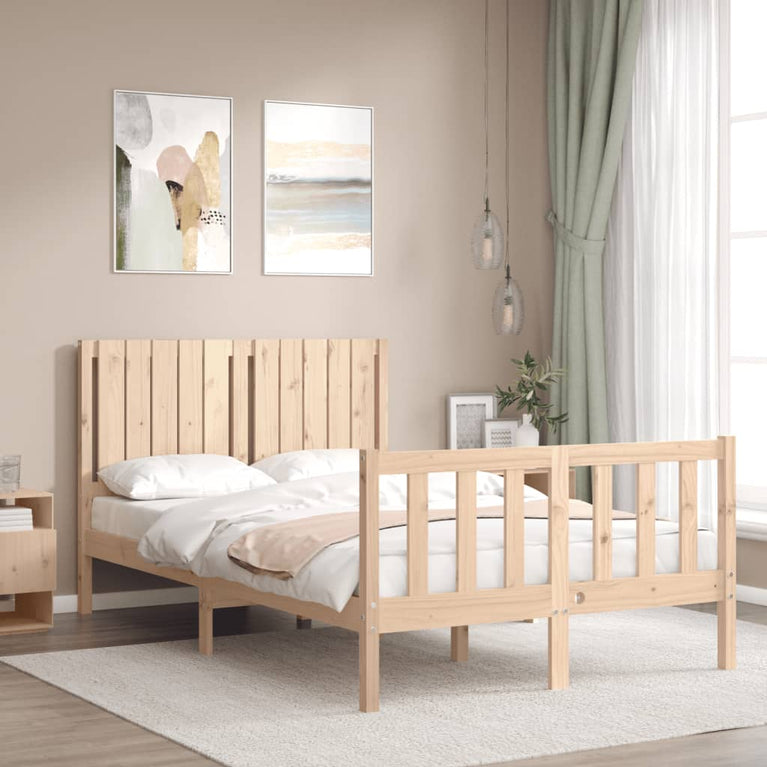 Bedframe met hoofdbord massief hout 120x200 cm