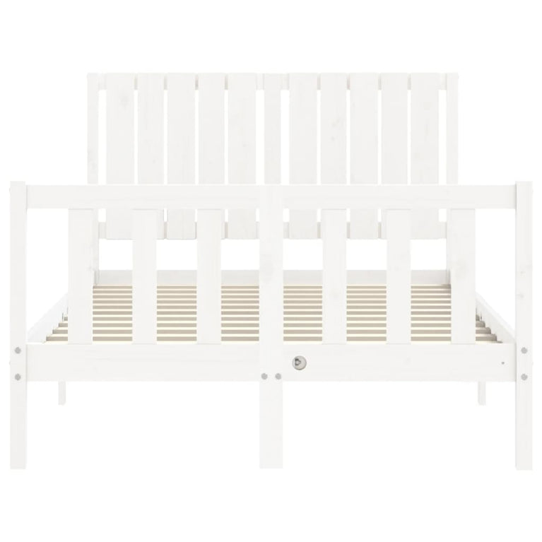 Bedframe met hoofdbord massief hout wit 120x200 cm