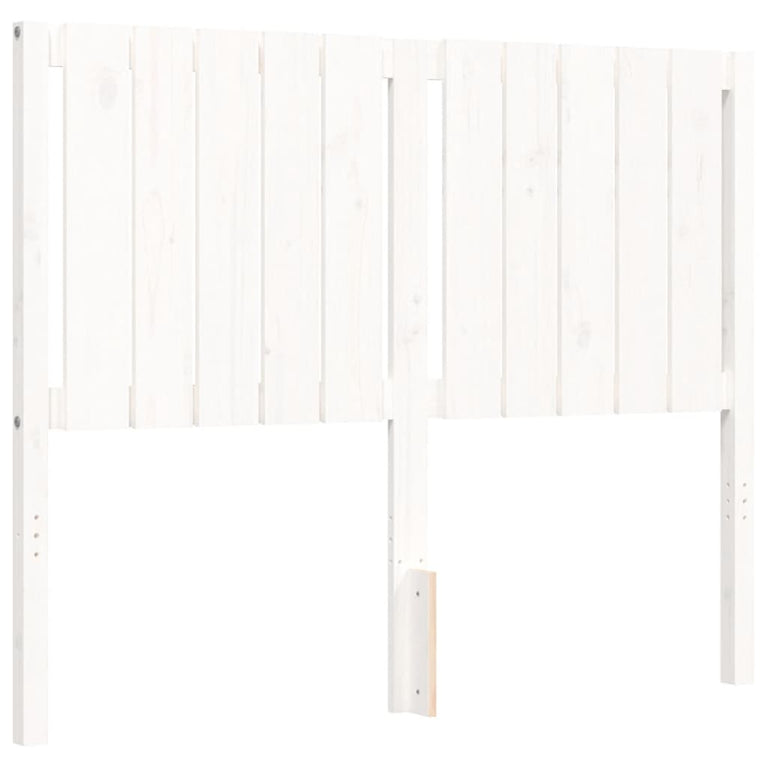 Bedframe met hoofdbord massief hout wit 120x200 cm