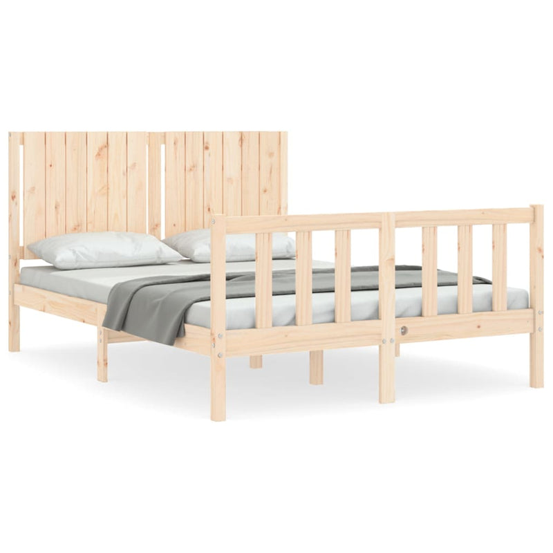 Bedframe met hoofdbord massief hout 140x200 cm