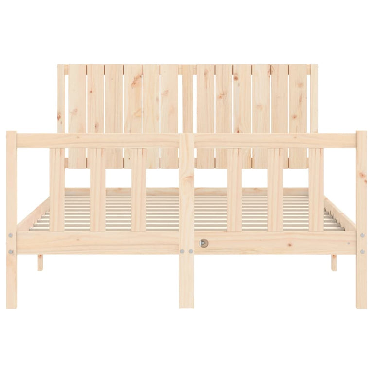 Bedframe met hoofdbord massief hout 140x200 cm