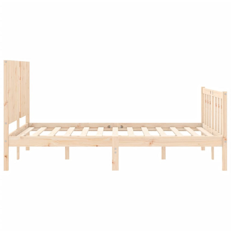 Bedframe met hoofdbord massief hout 140x200 cm