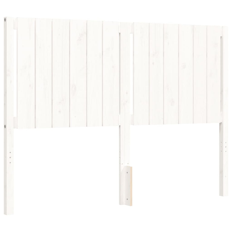 Bedframe met hoofdbord massief hout wit 140x200 cm