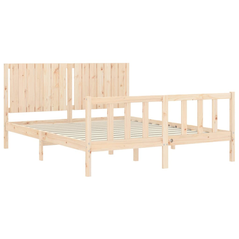 Bedframe met hoofdbord massief hout 5 FT King Size