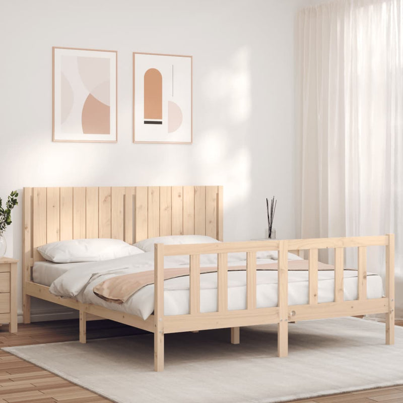 Bedframe met hoofdbord massief hout 5 FT King Size