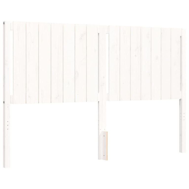 Bedframe met hoofdbord massief hout wit 160x200 cm