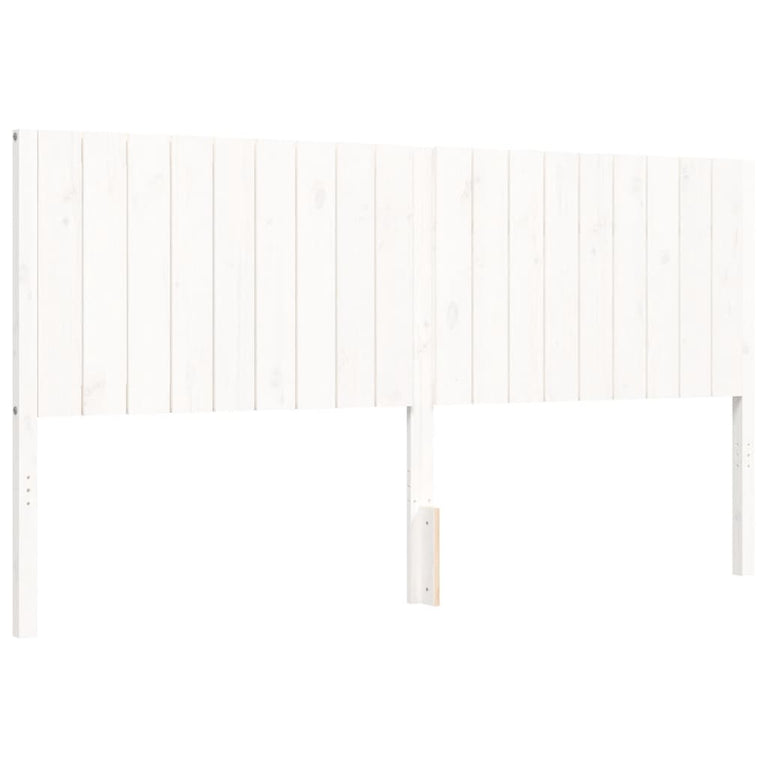 Bedframe met hoofdbord massief hout wit Super King Size