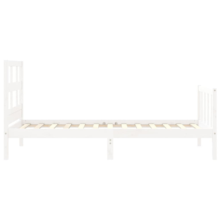 Bedframe met hoofdbord massief hout wit 3FT Single