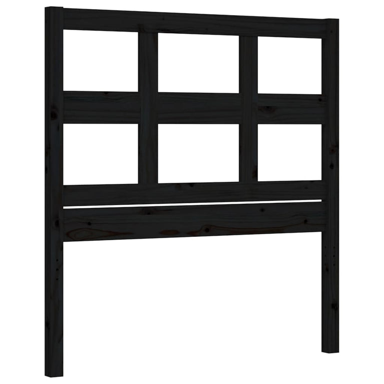 Bedframe met hoofdbord massief hout zwart 3FT Single