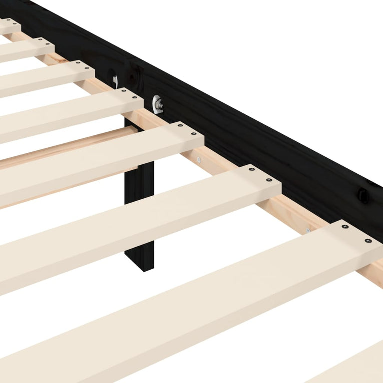 Bedframe met hoofdbord massief hout zwart 3FT Single