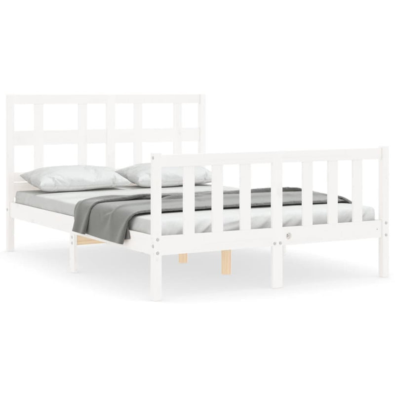 Bedframe met hoofdbord massief hout wit 4FT Small Double