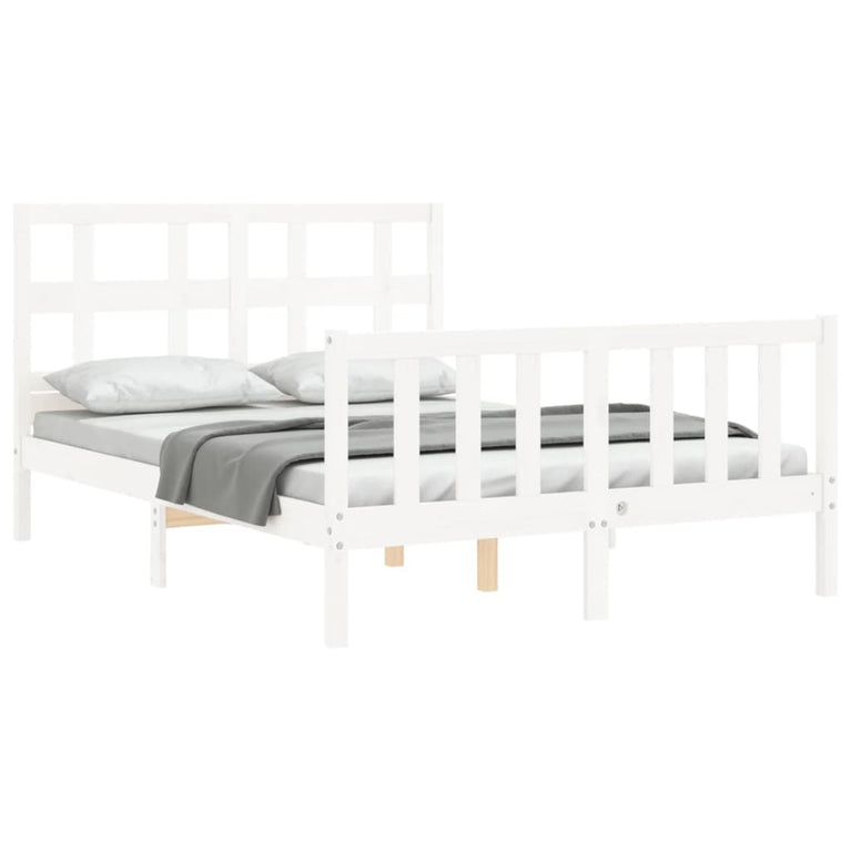 Bedframe met hoofdbord massief hout wit 4FT Small Double