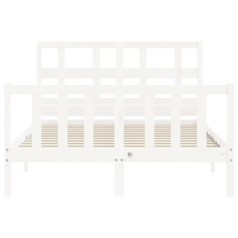 Bedframe met hoofdbord massief hout wit 4FT Small Double