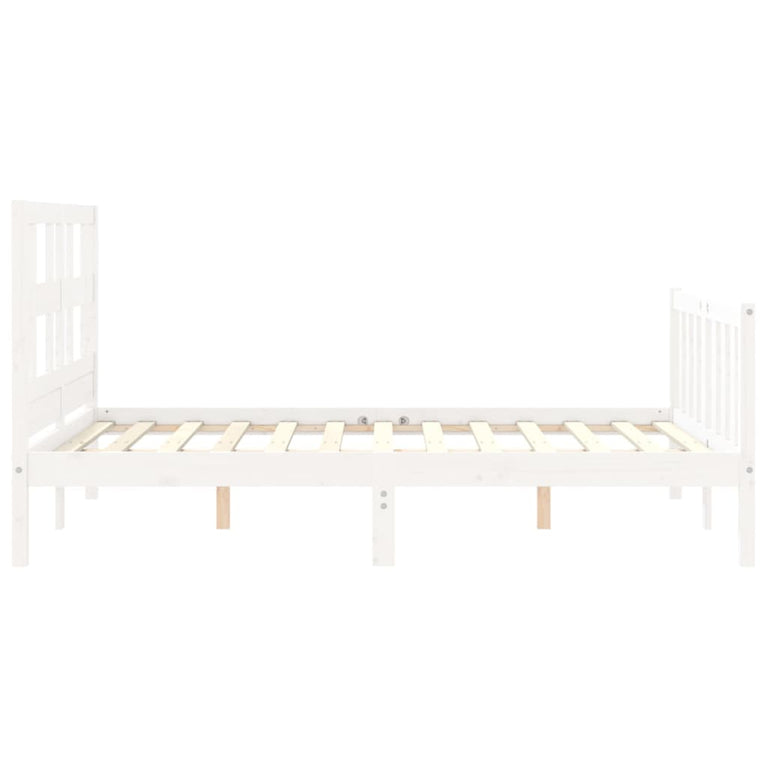 Bedframe met hoofdbord massief hout wit 4FT Small Double