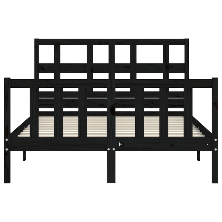 Bedframe met hoofdbord massief hout zwart 4FT Small Double