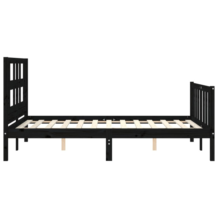 Bedframe met hoofdbord massief hout zwart 4FT Small Double