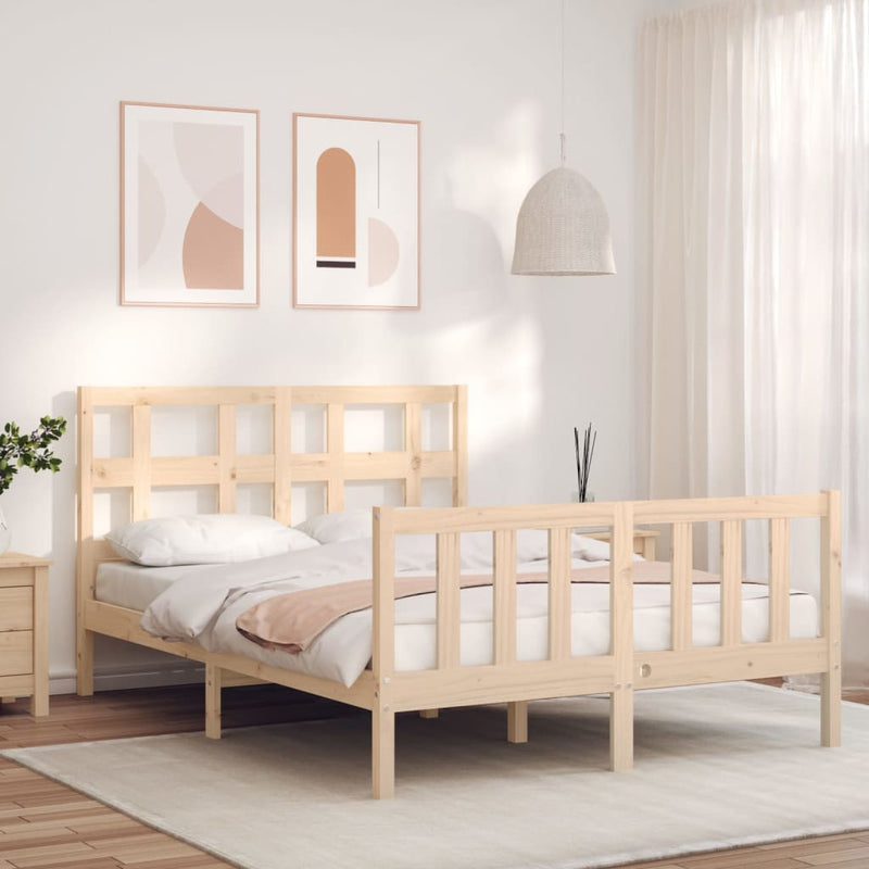 Bedframe met hoofdbord massief hout 4FT6 Double