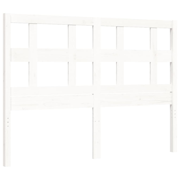 Bedframe met hoofdbord massief hout wit 140x190 cm